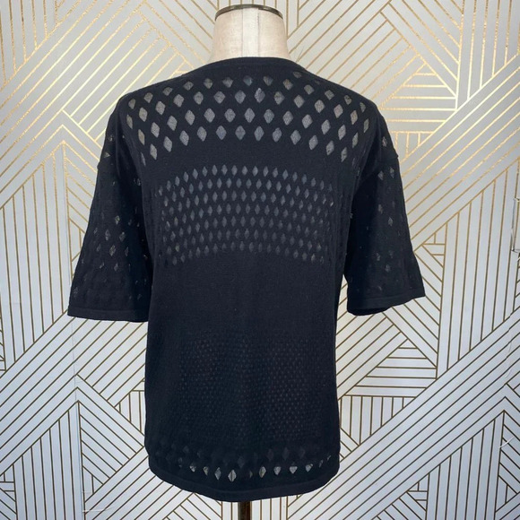 Helmut Lang Diamond Open Knit Black‎ Sweater Top - Picture 6 of 8